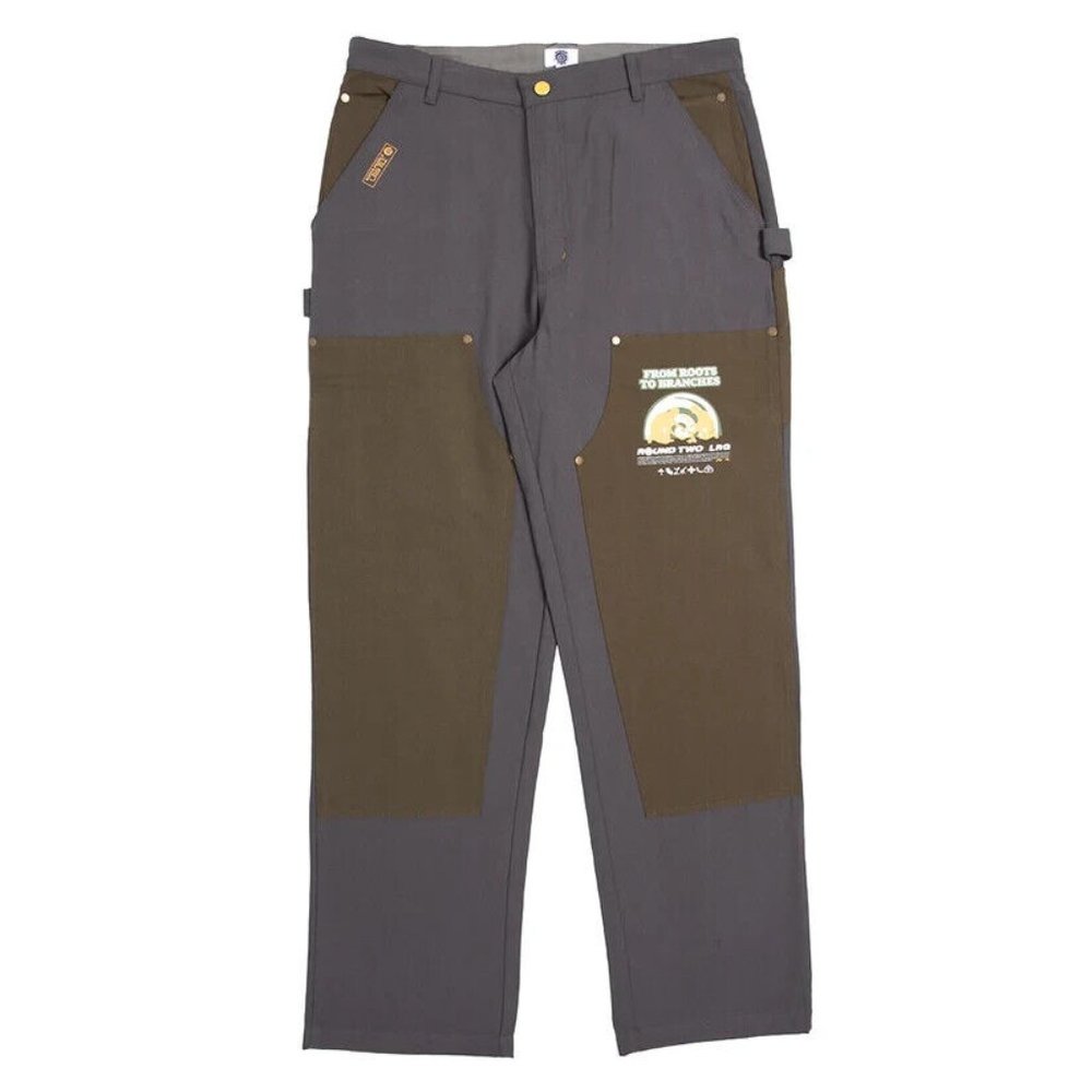 Round Two x LRG Mens Rugged Desert Eagle Double Knee Charcoal Pants New Size 36